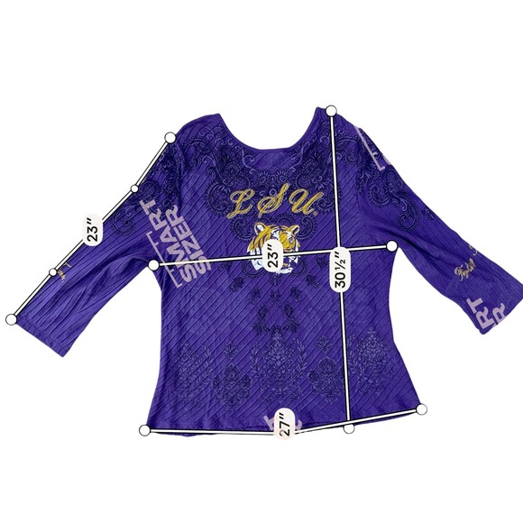 LSU Tigers P. Michael Purple Graphic Long Sleeve Top Women's 2X - Picture 6 of 6